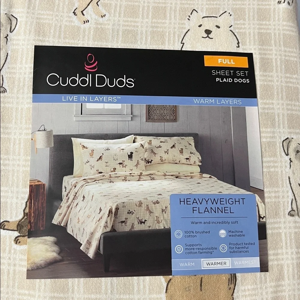 🆕 Cuddl Duds Dog Sheet Set Heavyweight Flannel Full - Picture 3 of 5